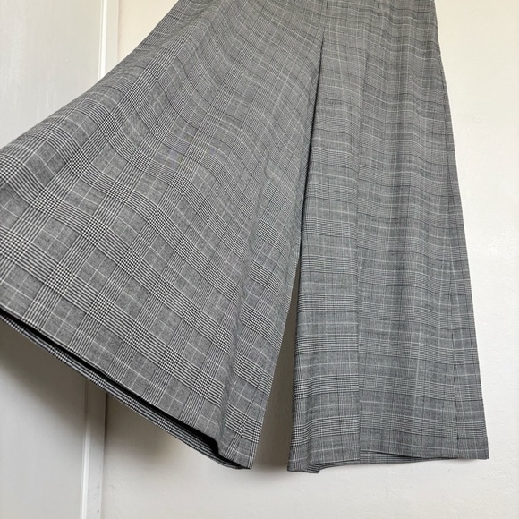 Jigsaw London Plaid Wide Leg Trouser Pants Size US 6 Gray Black Wool Blend Work - Picture 5 of 11